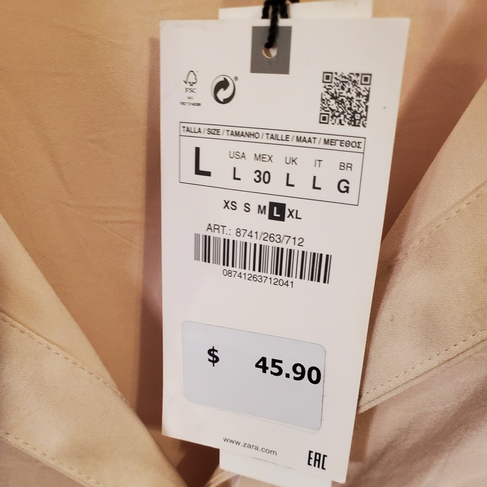Zara Cream Satin Button-Down Blouse - Picture 5 of 8